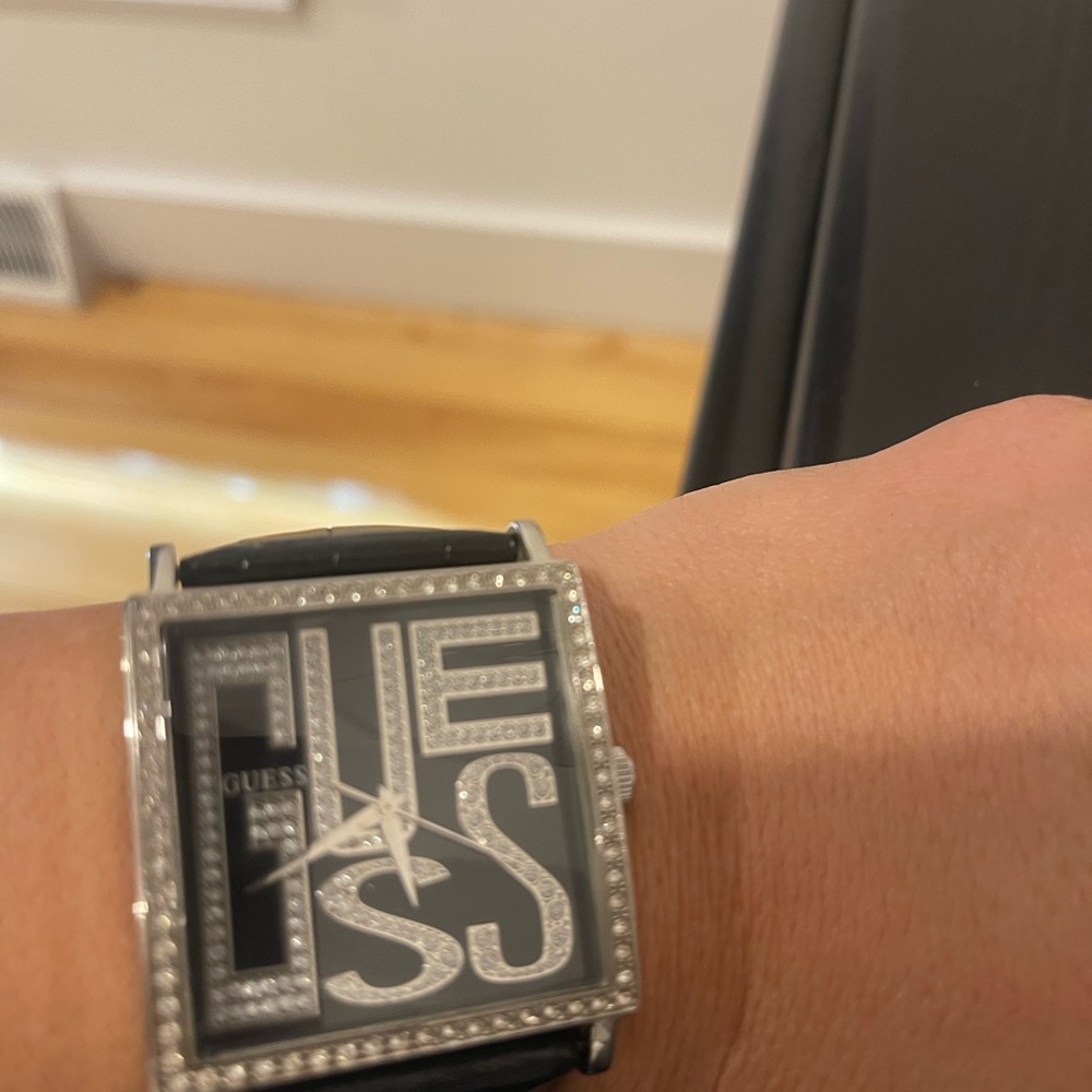 GUESS Black and Silver Square Smartwatch